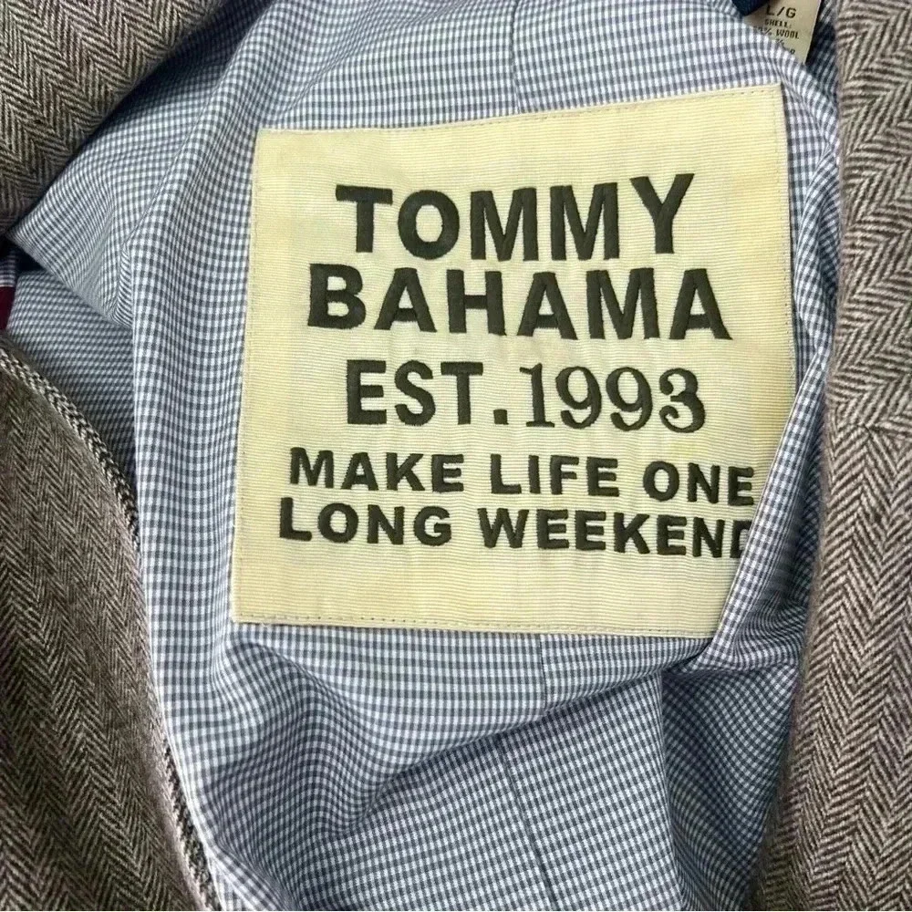 Tommy Bahama Brown Wool Blend Herringbone Tweed Blazer Elbow Patches Sz‎ L